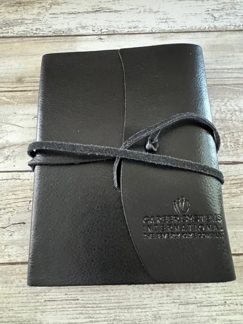 Unused Black Leather Wrap Journal - Embossed